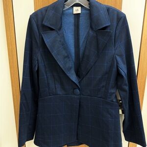 CAbi Dark Blue Plaid Women's Blazer